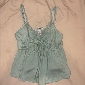 RSQ Mint Green Lace Trim Tank Top